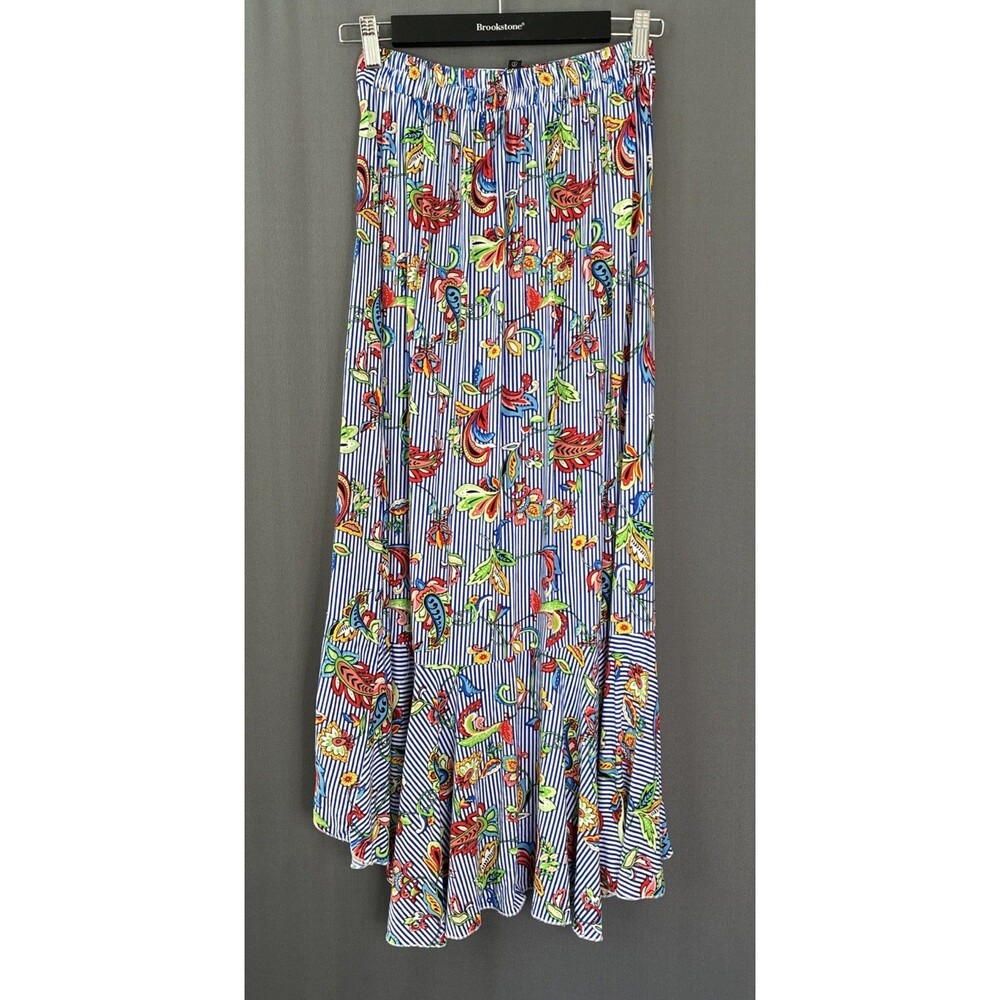 Me 2 Magic High Low Ruffle Skirt Small Colorful Blue Stripe Paisley Dopamine Y2K - Picture 7 of 15